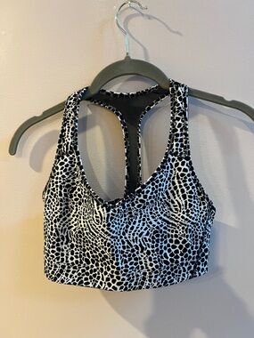 Victoria's Secret Black & White Animal Print Racerback Sports Bra